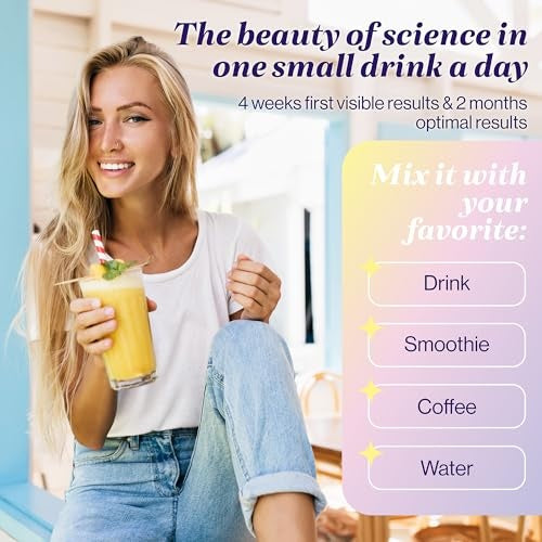 $40 Glow Beauty Collagen for Women |Hyaluronic Acid, Vitamin C, Lion's Mane, Biotin & More |Promotes Skin, Hair & Nail Health |Collagen Peptides Powder |O