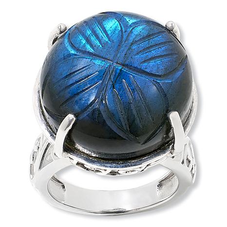 $87 Jay King mine finds labradorite stainless stee New This exquisite ring features a captivating labradorite stone, renowned for its stunning play of colors and mesmerizing optical effects. The stainless steel band is elegantly designed with an intricat
