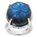 $87 Jay King mine finds labradorite stainless stee New This exquisite ring features a captivating labradorite stone, renowned for its stunning play of colors and mesmerizing optical effects. The stainless steel band is elegantly designed with an intricat