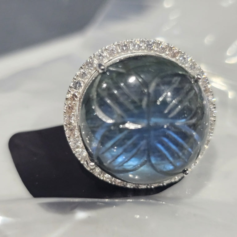 $87 Jay King mine finds labradorite stainless stee New This exquisite ring features a captivating labradorite stone, renowned for its stunning play of colors and mesmerizing optical effects. The stainless steel band is elegantly designed with an intricat