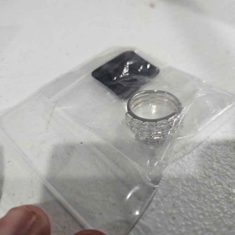 $55 ABSOLUTE 4 ROW EMERALD CUT RING SILVER size 8 880686 New $55 ABSOLUTE 4 ROW EMERALD CUT RING SILVER size 8