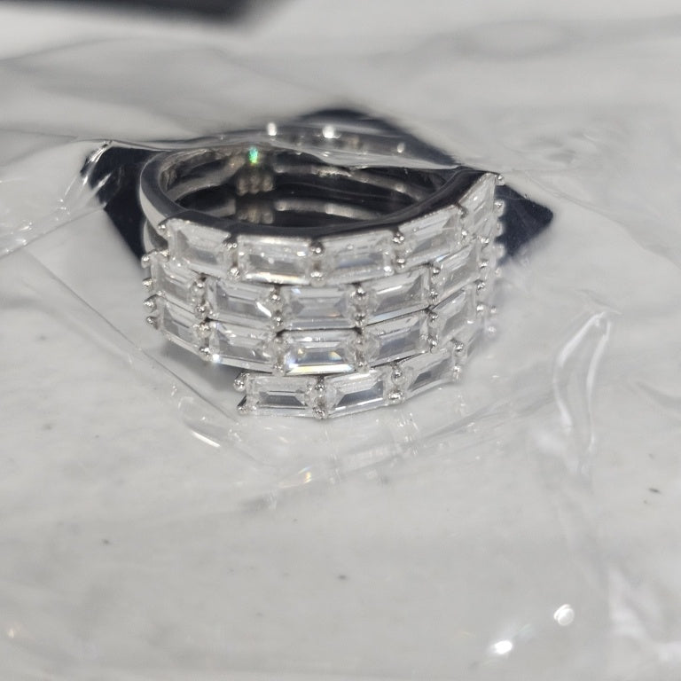 $55 ABSOLUTE 4 ROW EMERALD CUT RING SILVER size 8 880686 New $55 ABSOLUTE 4 ROW EMERALD CUT RING SILVER size 8