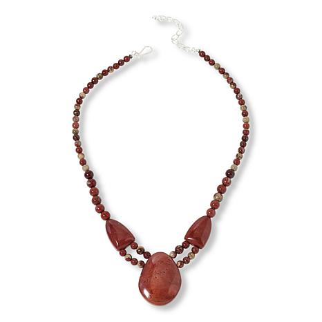 $120 Jay King Carajas Brazilian red stone necklace 888192 New This stunning necklace features exquisite Carajas Brazilian red stones artfully crafted by Jay King. The design showcases a combination of smooth, polished stones in a rich, vibrant red hue, c
