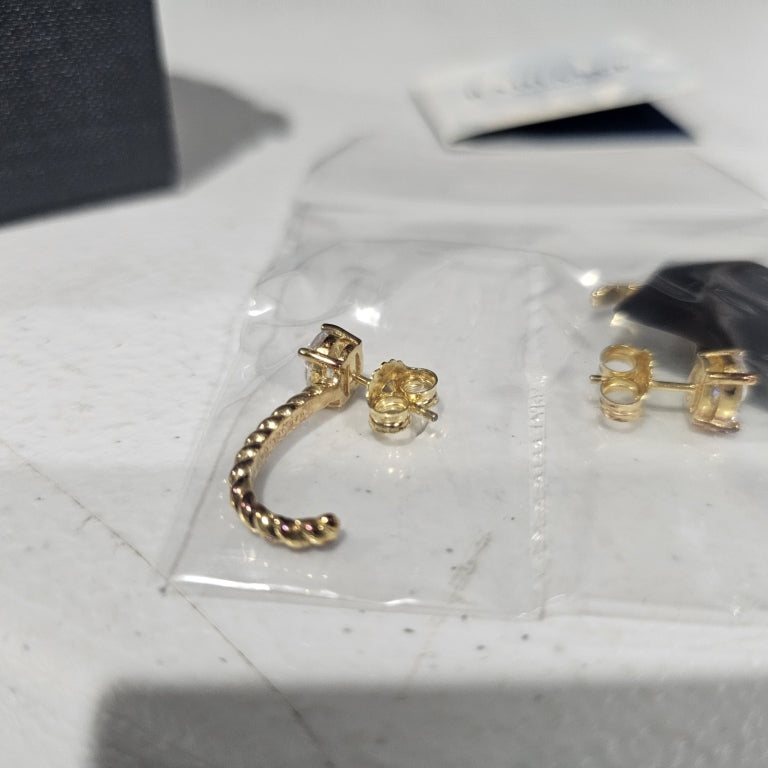 $35 Radiance by absolute oval and heart j hoops go 869367 New Elevate your accessory game with these stunning Radiance by Absolute oval and heart j hoops. Crafted with precision, these earrings feature a beautiful gold plating that enhances their elegant