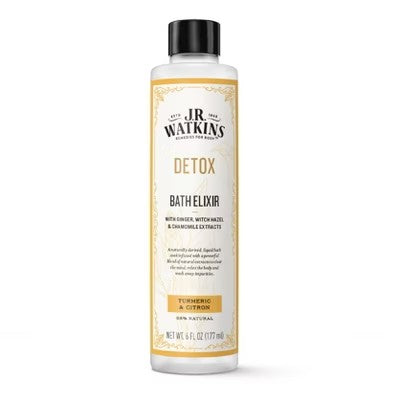 $13 J.R. Watkins Detox Bath Elixir, Liquid Bath Soak Turmeric & Citron with Detoxifying Natural Extracts, No Salt, No Residue, 6 oz