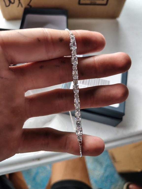$130 Herkimer Princess Cut Sterling Silver S Brace New 882554 $130 Herkimer Princess Cut Sterling Silver S Bracelet