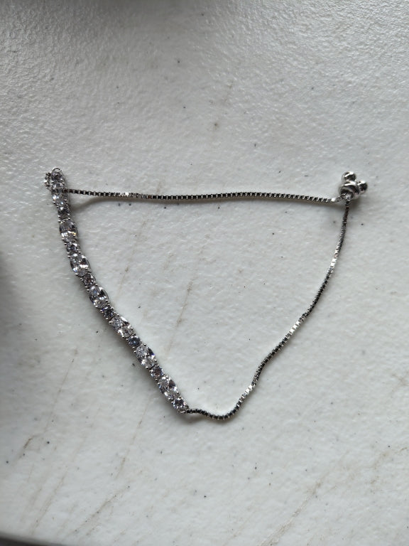 $130 Herkimer Princess Cut Sterling Silver S Brace New 882554 $130 Herkimer Princess Cut Sterling Silver S Bracelet