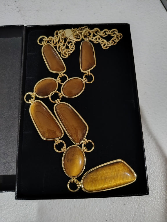$130 CONNIE CRAIG CARROLL JEWELRY GEOMETRIC LARGe 885711 stock photo stone is different stone New $130 CONNIE CRAIG CARROLL JEWELRY GEOMETRIC LARGe NecKLACE tigers eye sterling silver