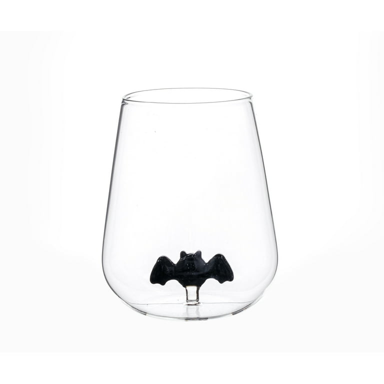 $11 Way to Celebrate Halloween Stemless Wine Glass bat set of 4
