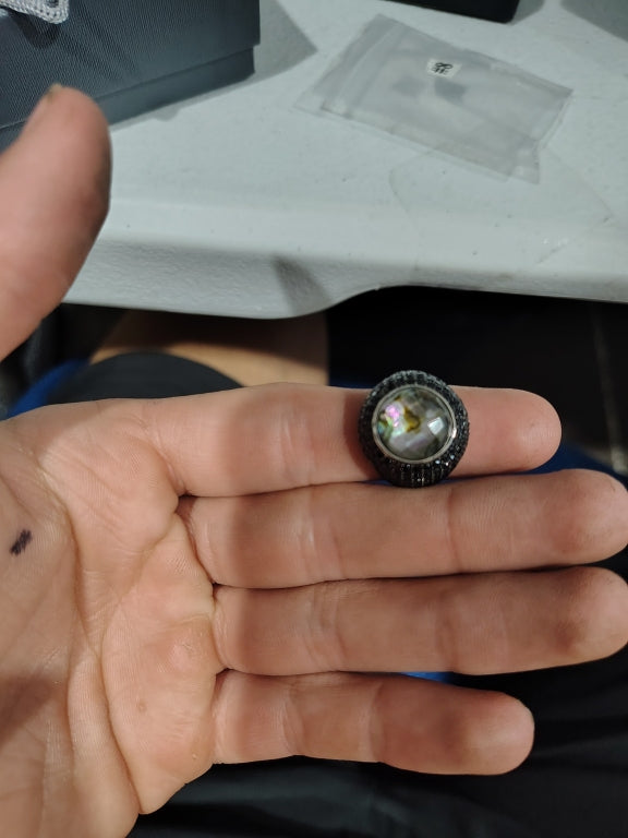 $225 KWAN yellow cyan BLACK SPINEL RING PEARL size 862143  New $225 KWAN yellow cyan BLACK SPINEL RING PEARL size 7