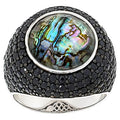 $225 KWAN yellow cyan BLACK SPINEL RING PEARL size 862143  New $225 KWAN yellow cyan BLACK SPINEL RING PEARL size 7