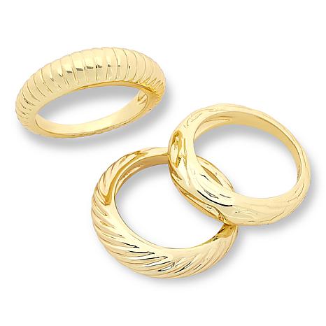 $50 BELLEZA 3 PC TEXTURED BAND Goldtone size 5 New 876328 $50 BELLEZA 3 PC TEXTURED BAND Goldtone size 5