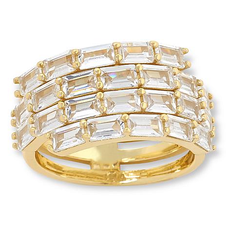 $44 Radiance By Absolute  3.98ctw Emerald Cut 4-Ro New Sz 8 Radiance by Absolute  3.98ctw Emerald Cut 4-Row Ring Elegantly emerald-cut simulated diamonds lend a refined shine to this wide ring, a dramatic and easy-wearing take on stacked and layered desi