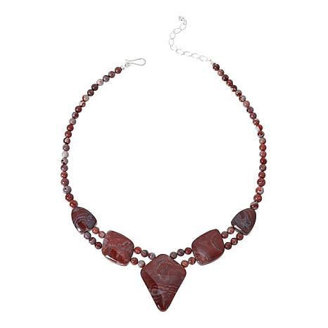 $145 Mine Finds by Jay King sterling silver beaded 861762 New $145 Mine Finds by Jay King sterling silver beaded multicolored crazy lace quartzite stone necklace