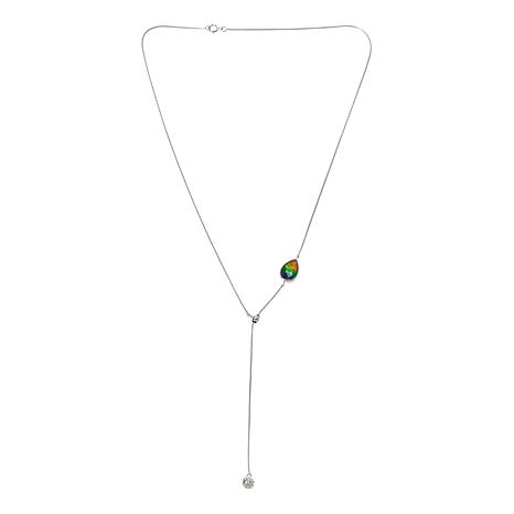 $450 Canadian ammonite 12x8 Pear Adjustable Chain 864586 New $450 Canadian ammonite 12x8 Pear Adjustable Chain Necklace sterling silver