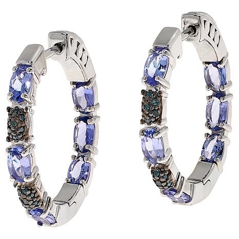 $99 coleen lopez IN-OUT DIAmond & GEMSTONE HOOPS 1 860906 stock phots has different stones. New $99 coleen lopez IN-OUT DIAmond & GEMSTONE HOOPS 1"