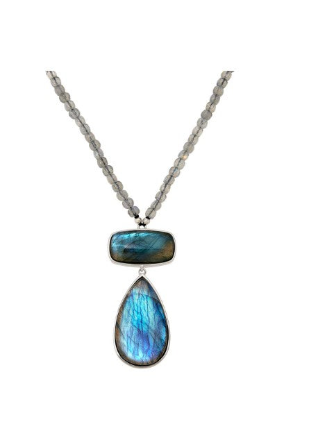 $225 Colleen Lopez Gems Drop Necklace 34" laboridi 865815 New $225 Colleen Lopez Gems Drop Necklace 34" laboridite stone sterling Silver