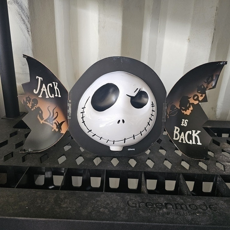 $15 Nightmare before  christmas  Jack skellington pumpkin  surprise stand  or     wall décor. Pumpkin  opens up with  jacks  face .