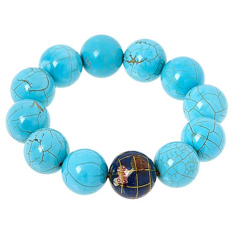 $38 KALIFANO SINGLE GLOBE STRETCH Turquoise size S New 860900 $38 KALIFANO SINGLE GLOBE STRETCH Turquoise size S/M 12 spheres.