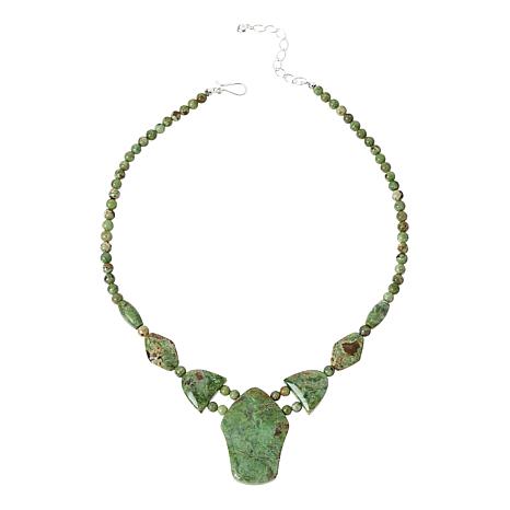 $140 Jay King .925 Silver Tanzanian GREEN OPAL Bea New 866641 $140 Jay King .925 Silver Tanzanian GREEN OPAL Beaded Station Necklace 18"