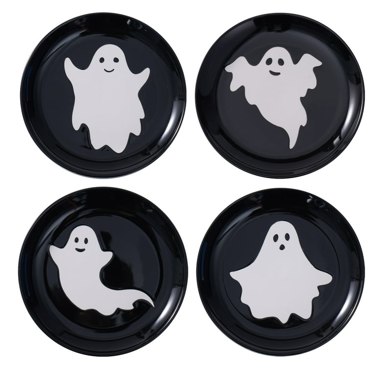 $13 Way to Celebrate Halloween 4pk Ceramic Ghost A new will com in sealed box $13 Way to       Celebrate Halloween 4pk Ceramic Ghost       Appetizer Plates HARD TABLETOP these plates       come with 4 different ghosts 1 one each       plate. 6.81" diame