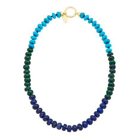 $140 Connie craig carroll 20" Necklace Lapis malac New 862965 $140 Connie craig carroll 20" Necklace Lapis malachite turquoise hollow necklace