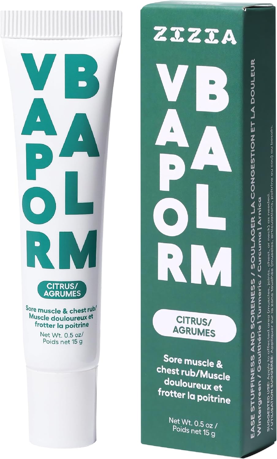 $18 Zizia Vapor Balm Tube - Chest Rub and Muscle Balm with Arnica, Turmeric, Wintergreen, & Eucalyptus - Naturally Scented Botanical Vapor Rub - Vegan and Cruelty-Free Formula - Travel Essentials - 0.5 oz