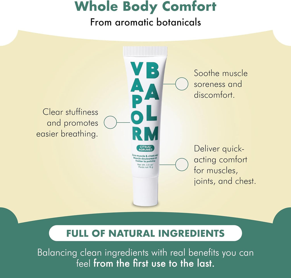 $18 Zizia Vapor Balm Tube - Chest Rub and Muscle Balm with Arnica, Turmeric, Wintergreen, & Eucalyptus - Naturally Scented Botanical Vapor Rub - Vegan and Cruelty-Free Formula - Travel Essentials - 0.5 oz
