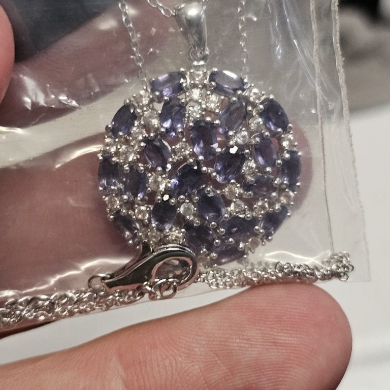 $140 Colleen Lopez Lolite Round cluster Pendant Ne New 870975 $140 Colleen Lopez Lolite Round cluster Pendant Necklace