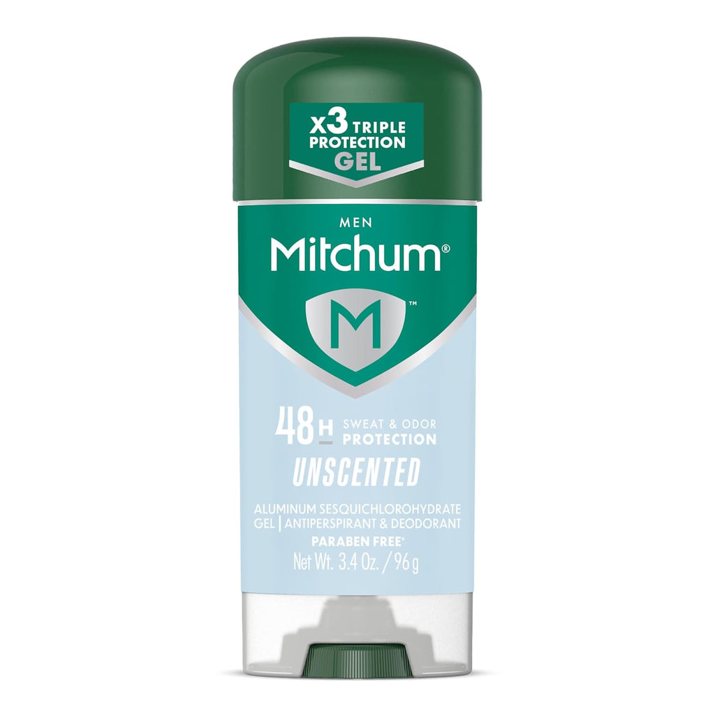 $8 Mitchum Men's Triple Odor Protection Antiperspirant & Deodorant Gel, Unscented, 48HR Protection, 3.4 oz