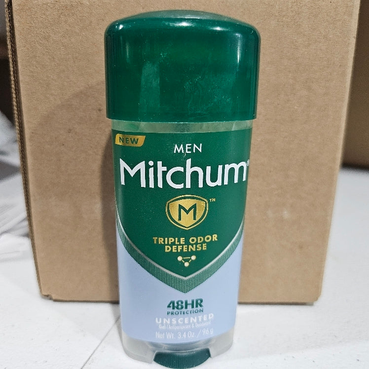 $8 Mitchum Men's Triple Odor Protection Antiperspirant & Deodorant Gel, Unscented, 48HR Protection, 3.4 oz