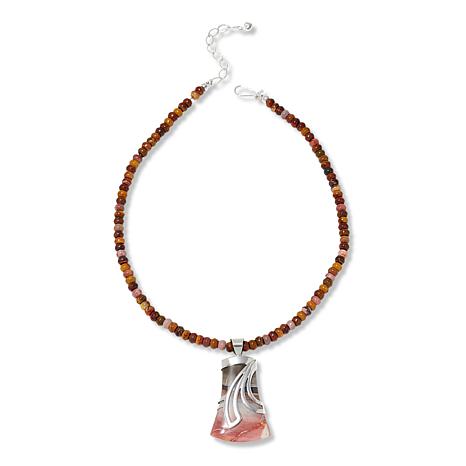 $200 Jay King African Rainbow beaded Chalcedony Pe New 873555 $200 Jay King African Rainbow beaded Chalcedony Pendant sterling silver wrapped necklace