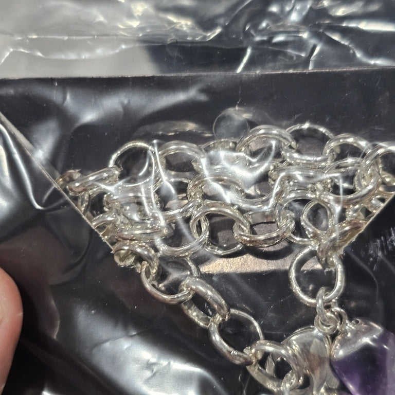 $100 HERKIMER MINES Amethyst Crystal Cluster Penda New 864859 $100 HERKIMER MINES Amethyst Crystal Cluster Pendant, Sterling Silver Chain Necklace