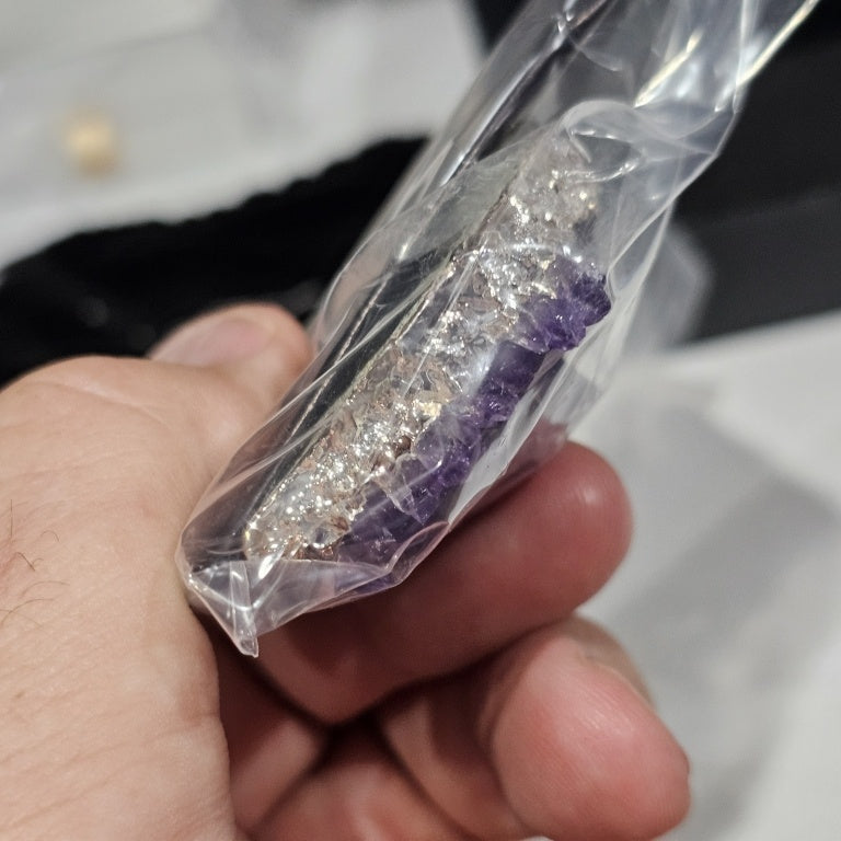 $100 HERKIMER MINES Amethyst Crystal Cluster Penda New 864859 $100 HERKIMER MINES Amethyst Crystal Cluster Pendant, Sterling Silver Chain Necklace