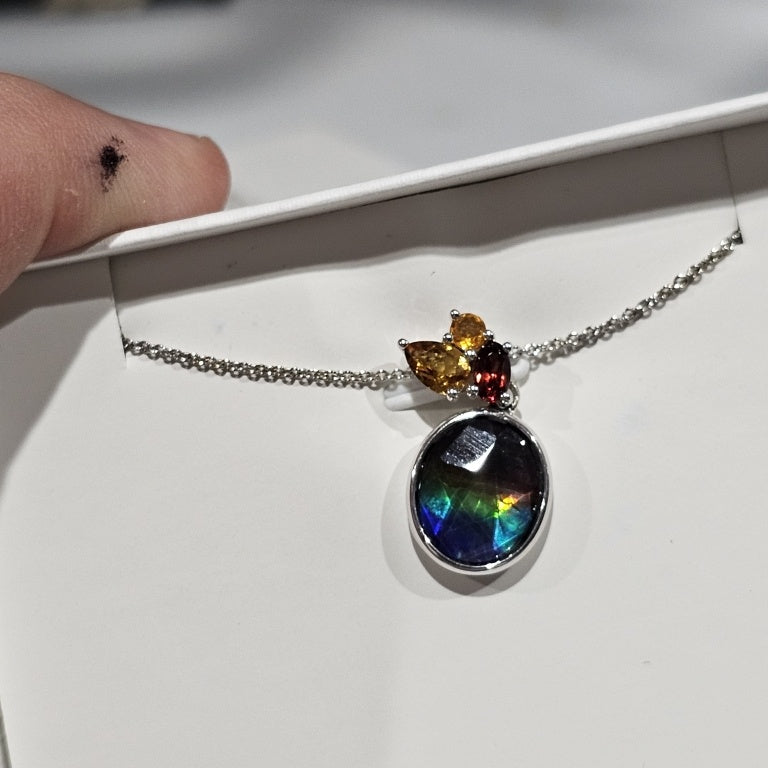 $500 CANADIAN AMMOLITE 12x10 Oval Pendant NECKLACE New 864272 $500 CANADIAN AMMOLITE 12x10 Oval Pendant NECKLACE