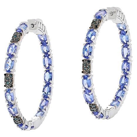 $165 COLLEEN LOPEZ IN-OUT DIAMOND & GEMSTONE HOOPS New 860921 STOCK PHOTO SHOWS SAME EARRINGS WITH DIFFERENT COLOR STONES. $165 COLLEEN LOPEZ IN-OUT DIAMOND & GEMSTONE HOOPS1.5" STERLING SILVER