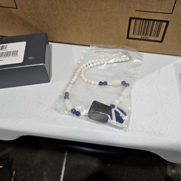 $145 Jay King Sterling Tibetan Tapioca Calcite and New 870346 $145 Jay King Sterling Tibetan Tapioca Calcite and Lapis Necklace