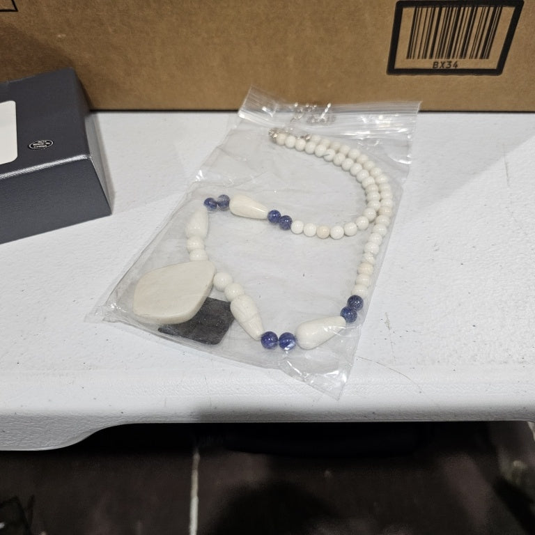 $145 Jay King Sterling Tibetan Tapioca Calcite and New 870346 $145 Jay King Sterling Tibetan Tapioca Calcite and Lapis Necklace