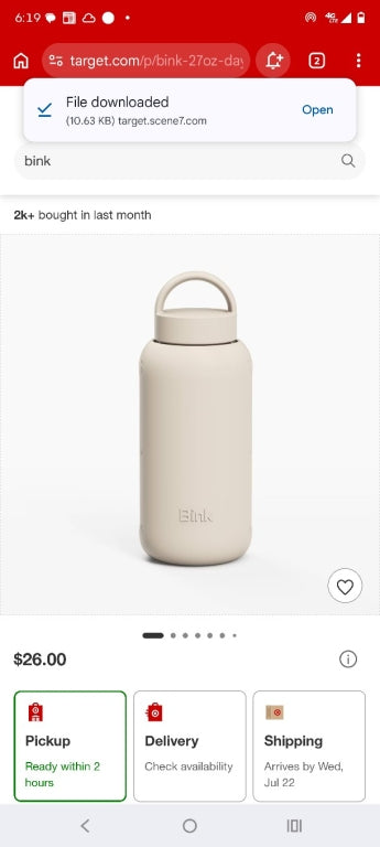 New $42 Bink big bottle 36oz wide mouthcarry cap bone  color