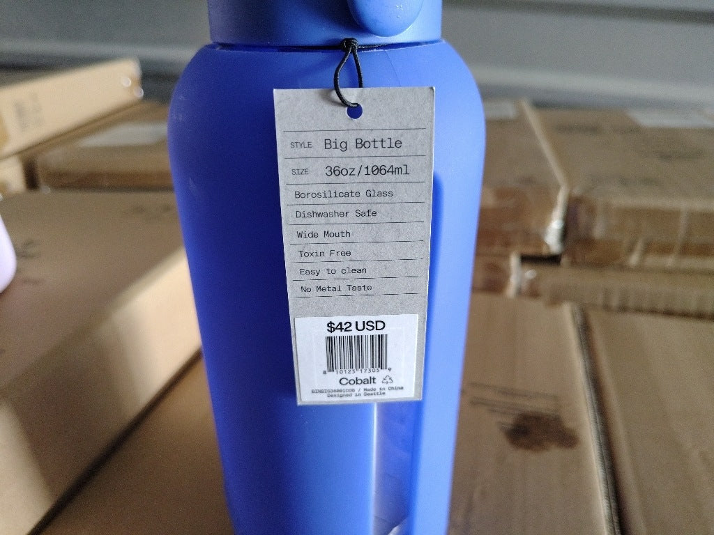 New $42 Bink big bottle 36oz wide mouth flip  cap  cobalt blue color.