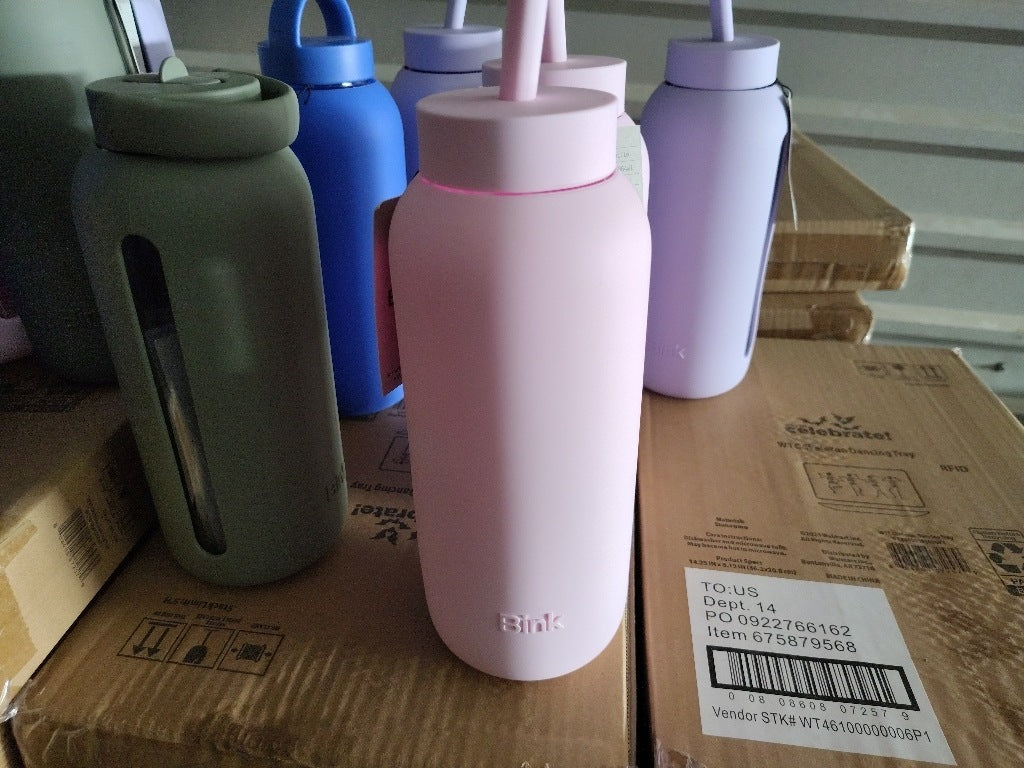 New $42 Bink 36 oz. Big Bottle with Straw cap oyster ( light pink)