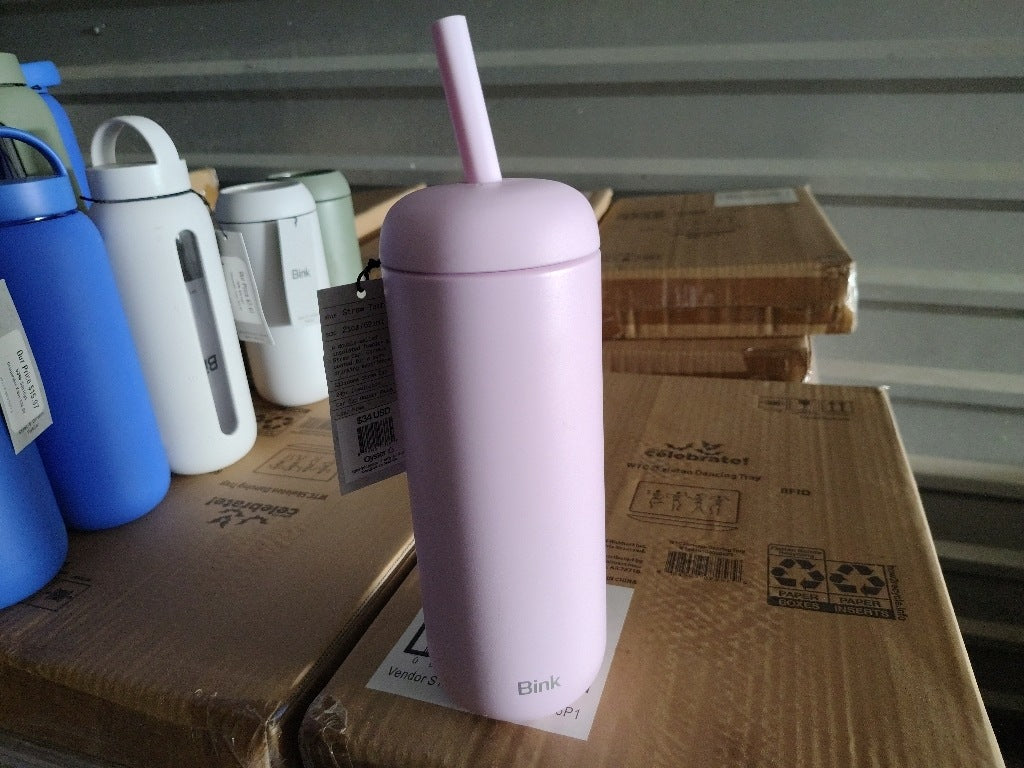New $34 Bink straw tumbler 21oz oyster pink  straw cap 8982