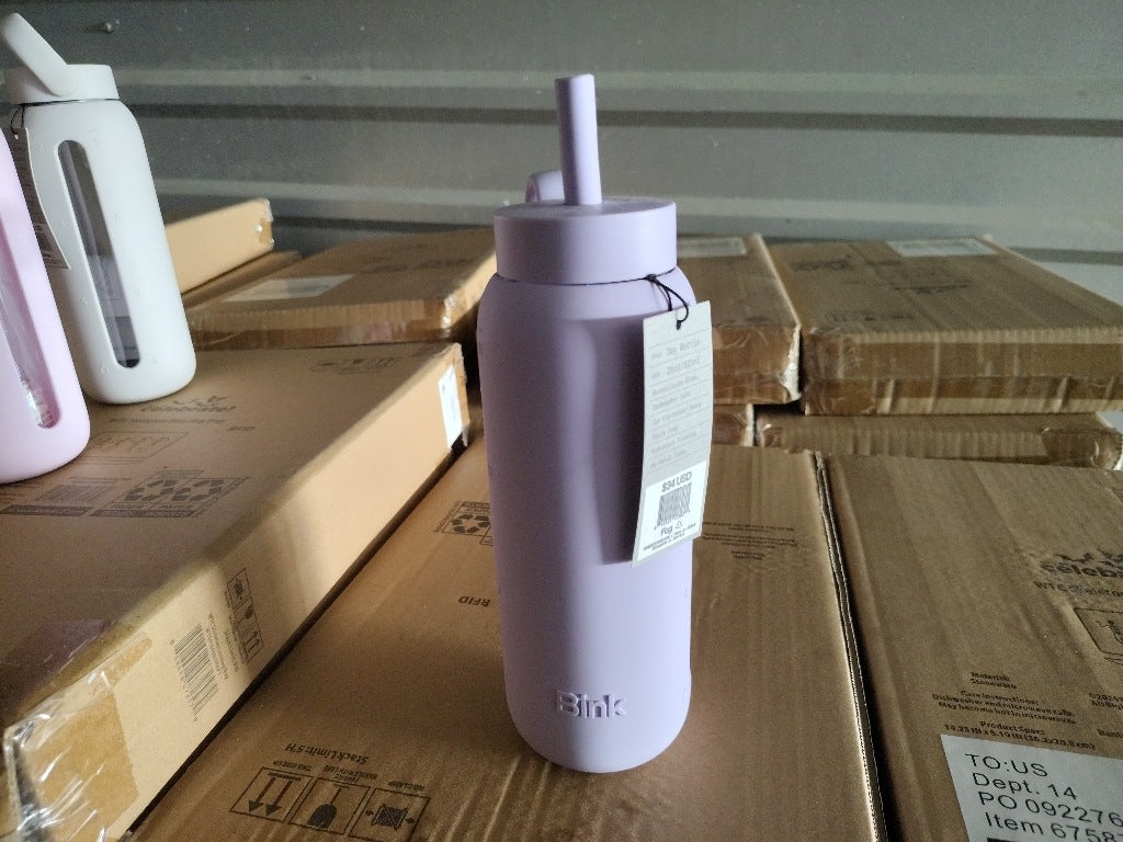 New $34 Bink 21 oz. Day Bottle with Straw Cap  Fog purple