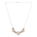 $140 Tanya moss two tone elia necklace 870992 New Elevate your jewelry collection with the Tanya Moss Two Tone Elia Necklace. This elegant piece features a stunning combination of intricately designed silver and warm rose gold tones. The necklace showcas